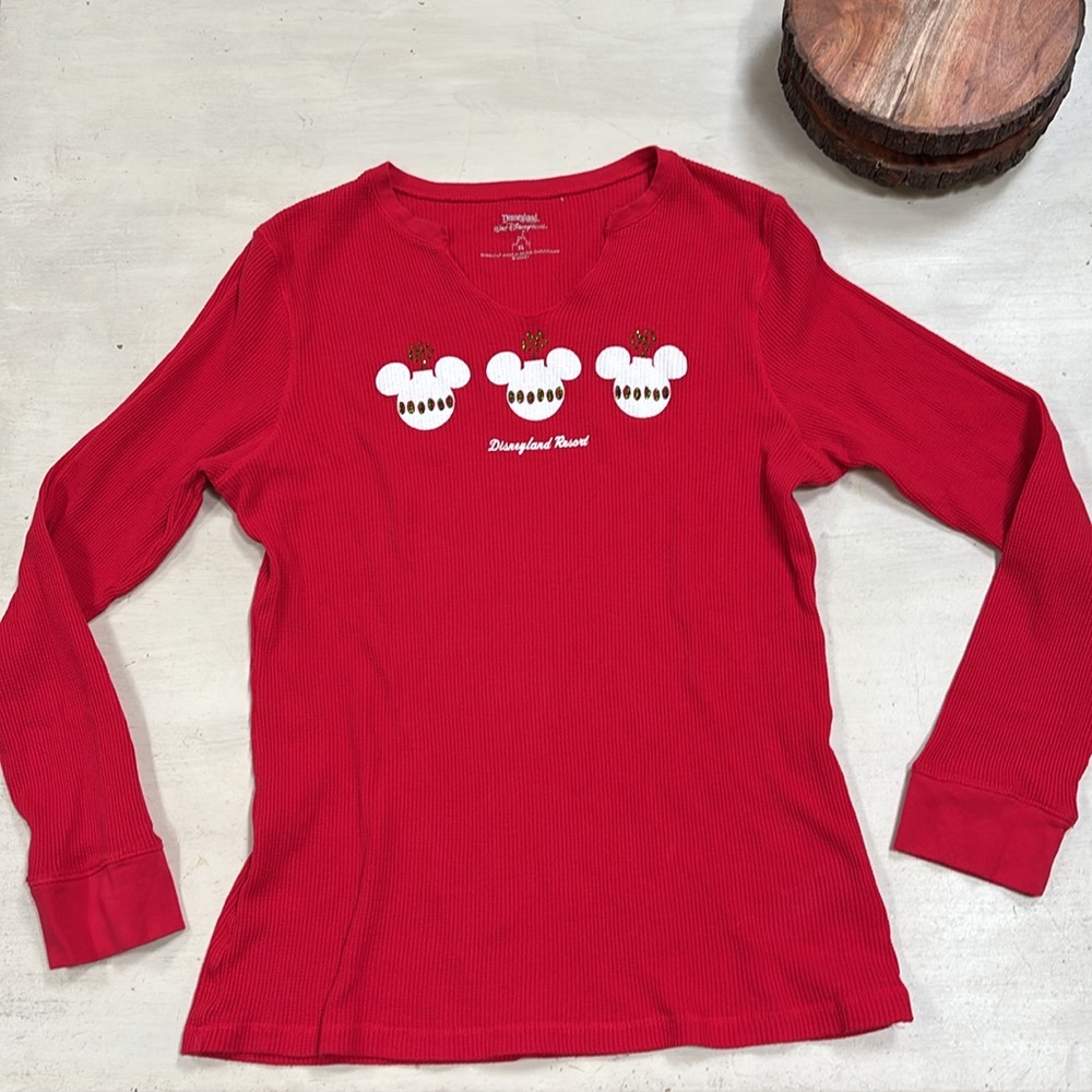 Disneyland Resort Red Waffle Knit Holiday Top